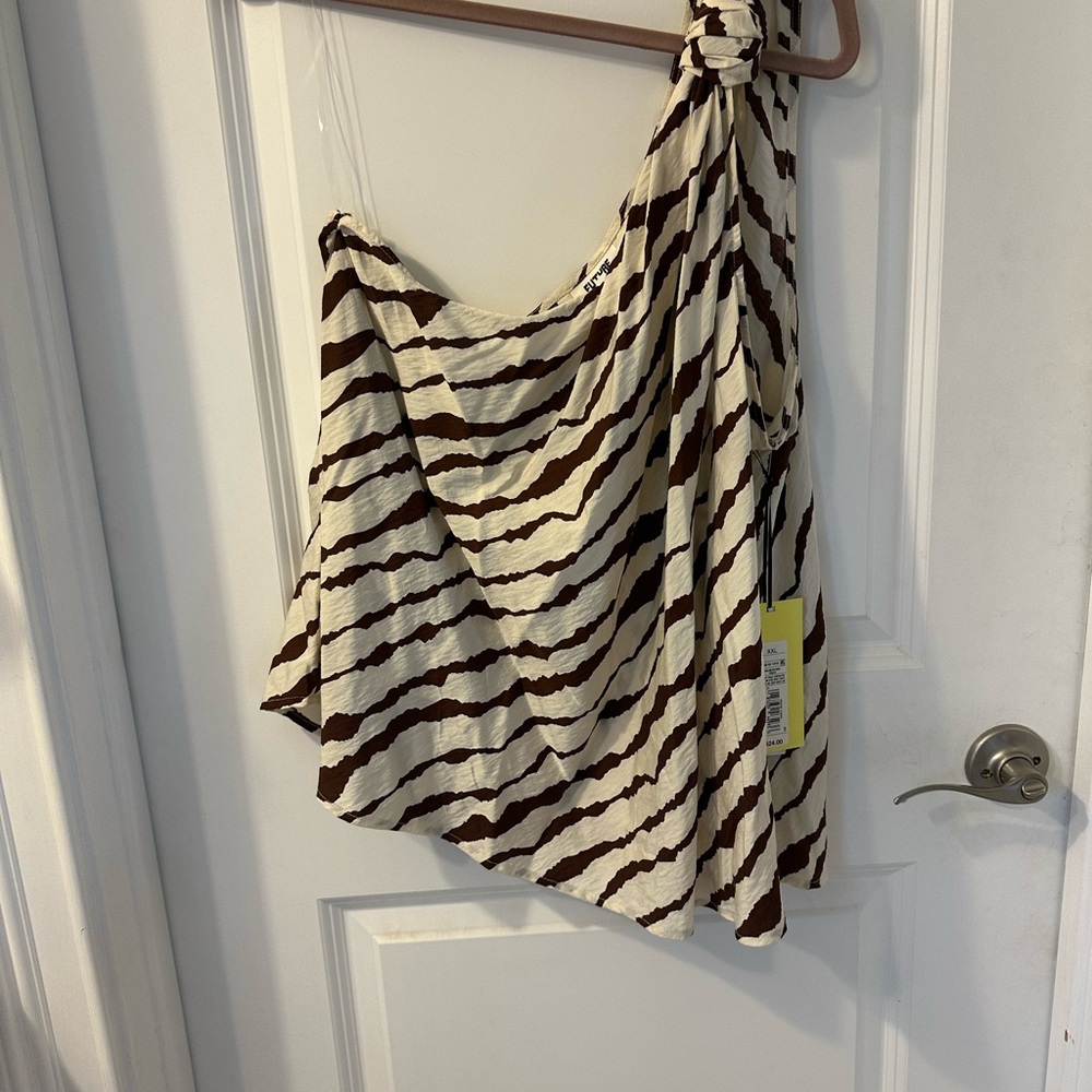 NWT Target’s Future Collective Asymmetrical Brown and Cream Sleeveless Tank Top
